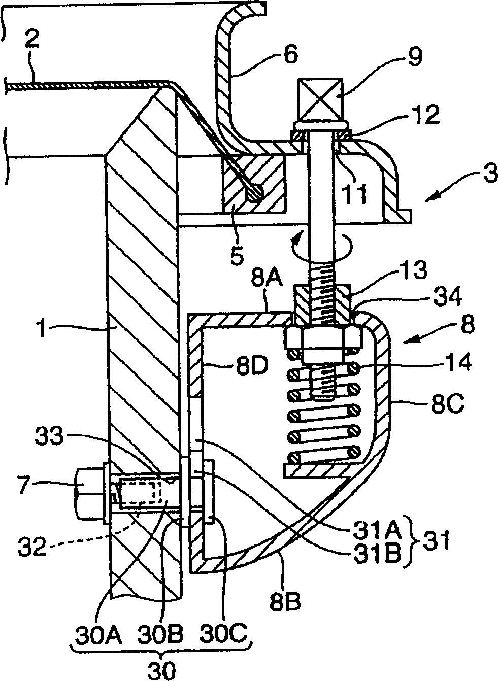 Drum convex lug fixing structure