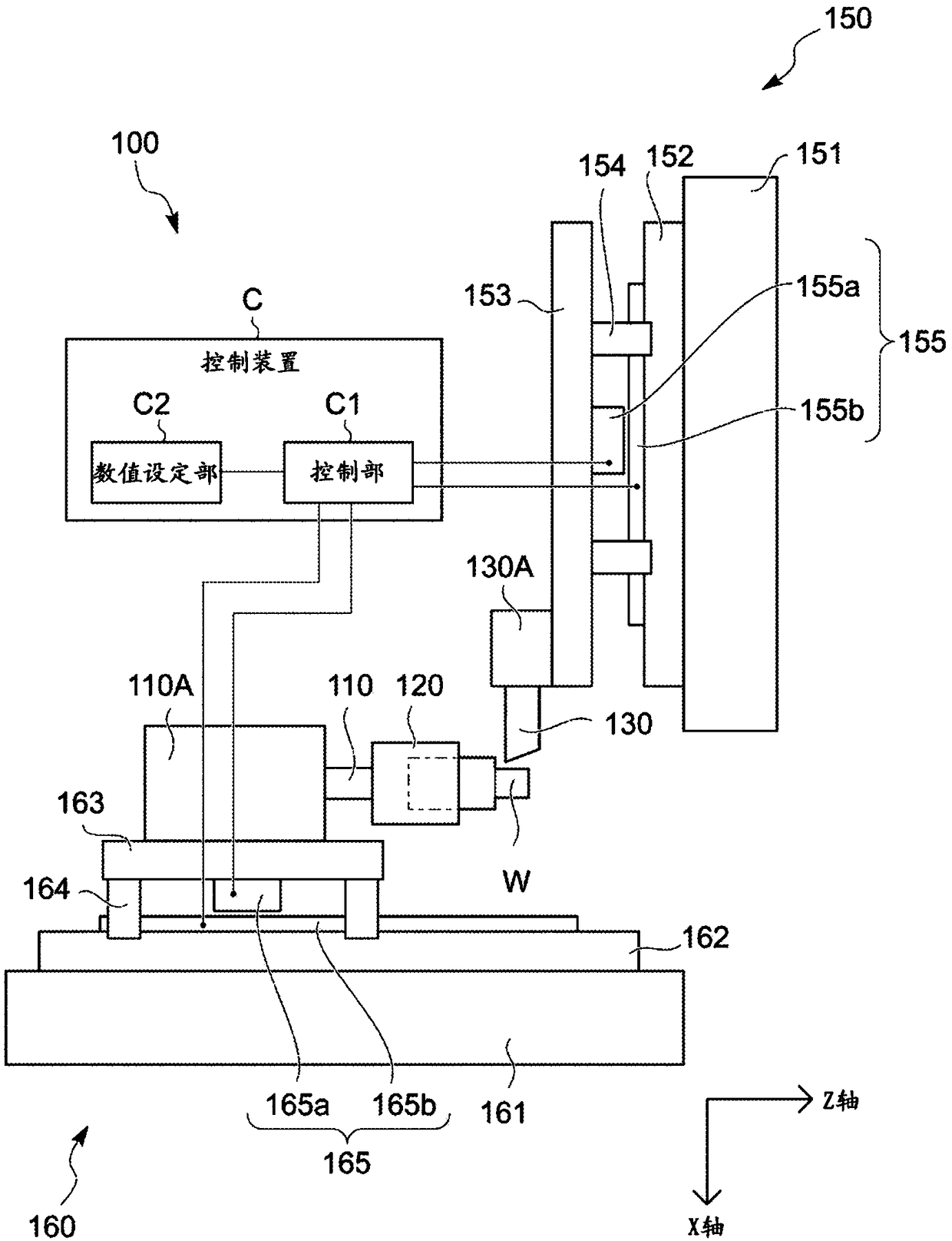 Machine tool control device and machine tool provided with the control device