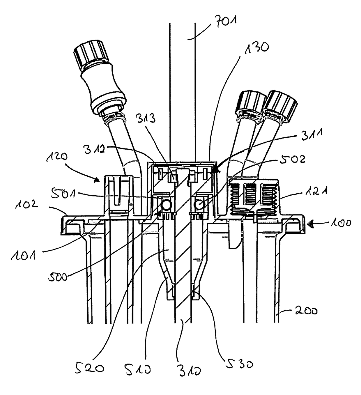 Single-use bioreactor and head plate, and a process for manufacturing same