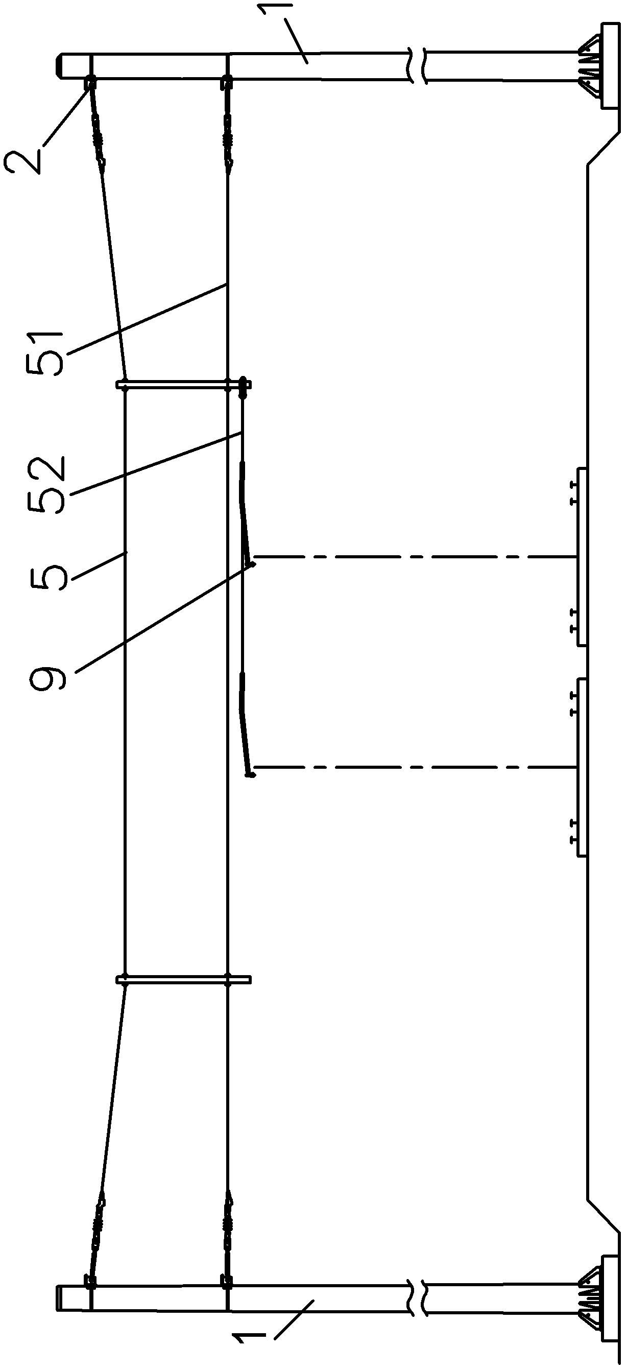 Small curve radius flexible positioning structure of catenary of tramcar and construction method of small curve radius flexible positioning structure