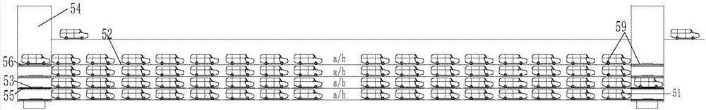 Two-line N-row internally-driven sleeve-wheel-shaped wheeled planar moving stereo garage