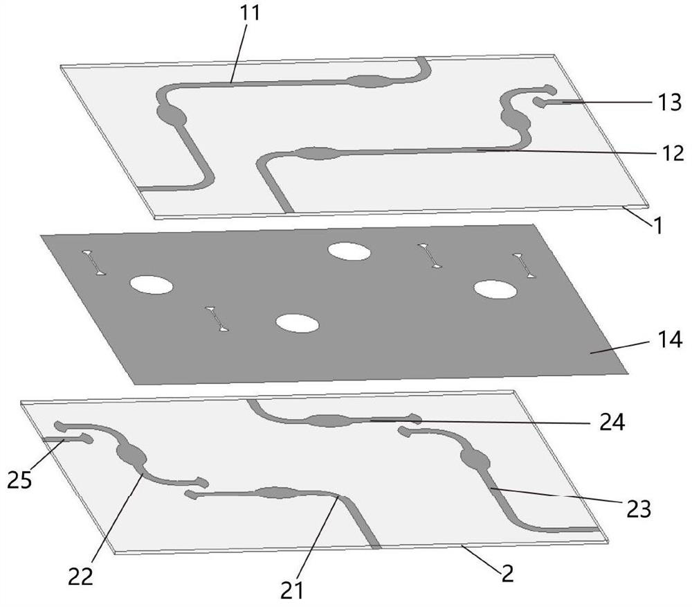 Broadband two-dimensional sum-difference phase comparison network based on multilayer microstrip slot coupling structure