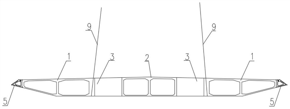 Separated ultra-wide prestressed concrete box girder structure and construction method thereof