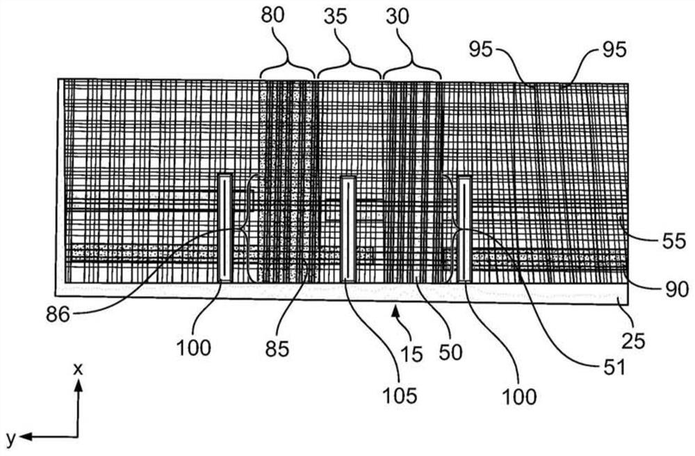 Fabric-contact device, system, in particular heating system for a motor vehicle, and method for producing such a system