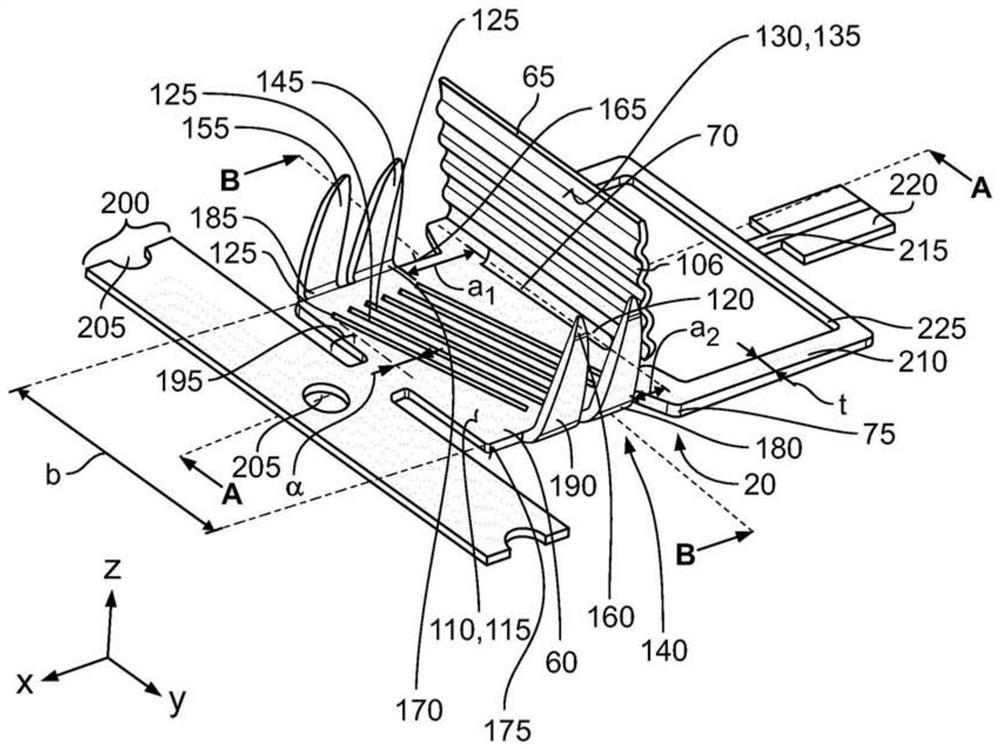 Fabric-contact device, system, in particular heating system for a motor vehicle, and method for producing such a system