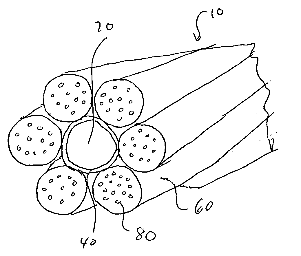 Cable element having repositionable pressure sensitive adhesive to couple buffer tubes to a central strength member