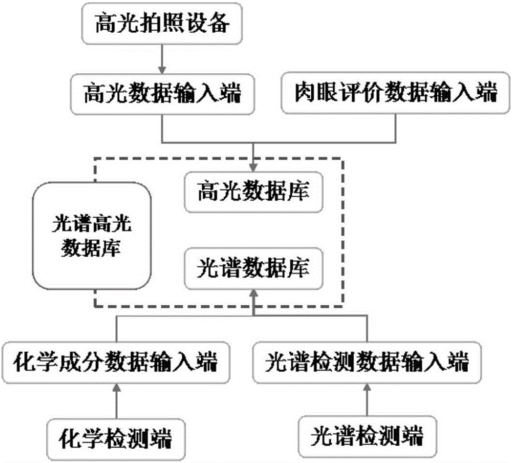 Fruit and vegetable quality highlight photographing and nondestructive spectral scanning determining system