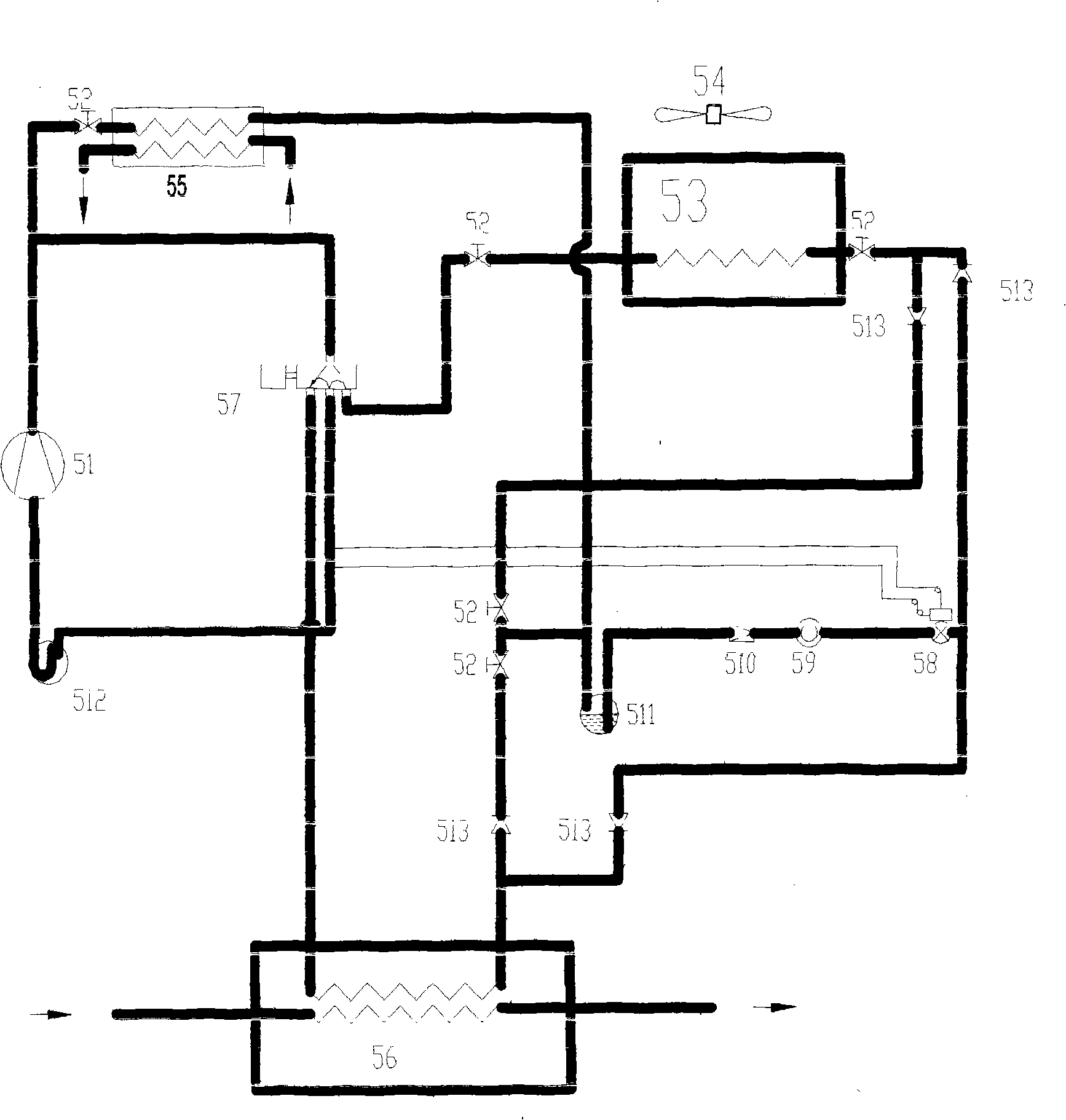 Double-cold source heat pump centralized type air conditioner device