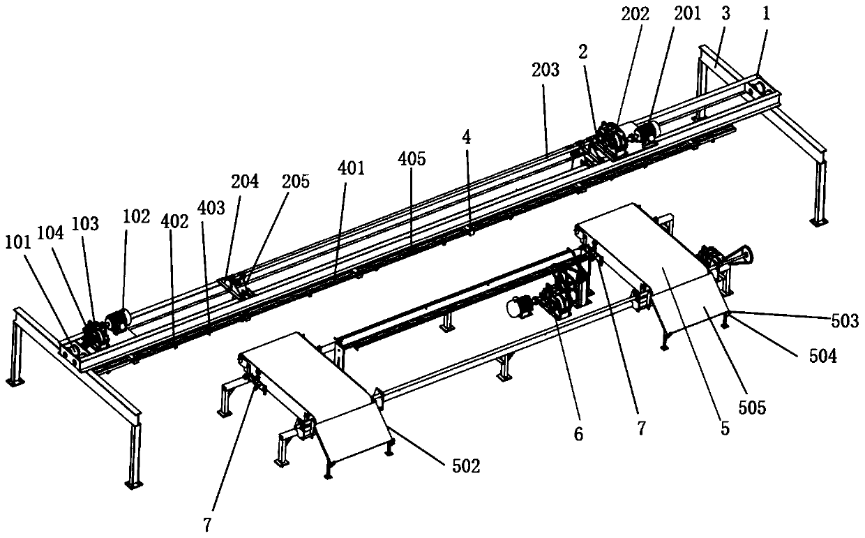 Automatic angle steel feeding, overturning, machining and discharging classification device