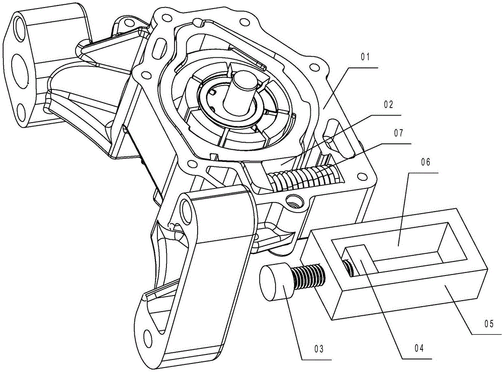 Mounting device for spring in oil pump