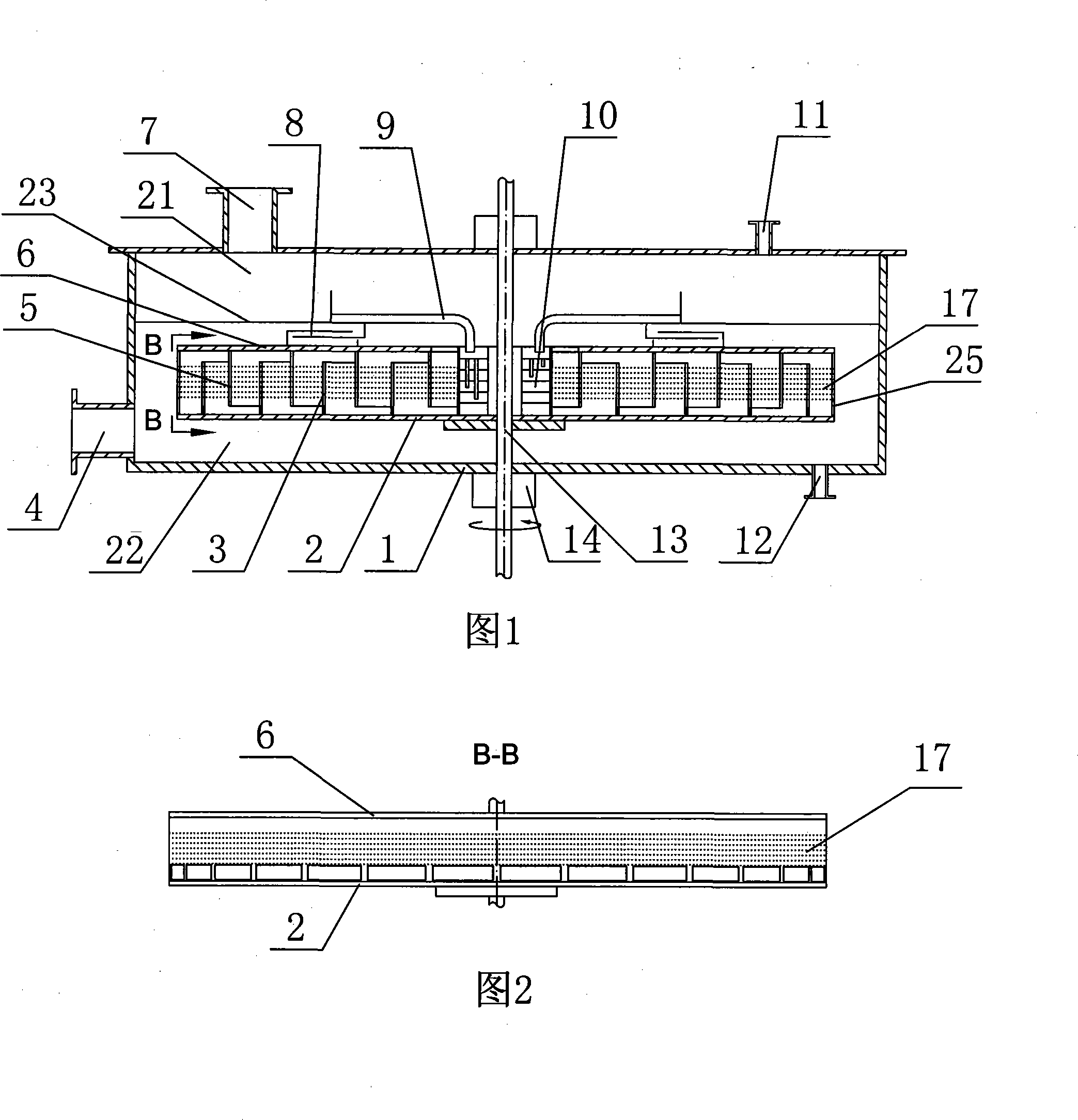 Flow turning-back gas liquid cross-flow super-gravitational field revolving bed equipment