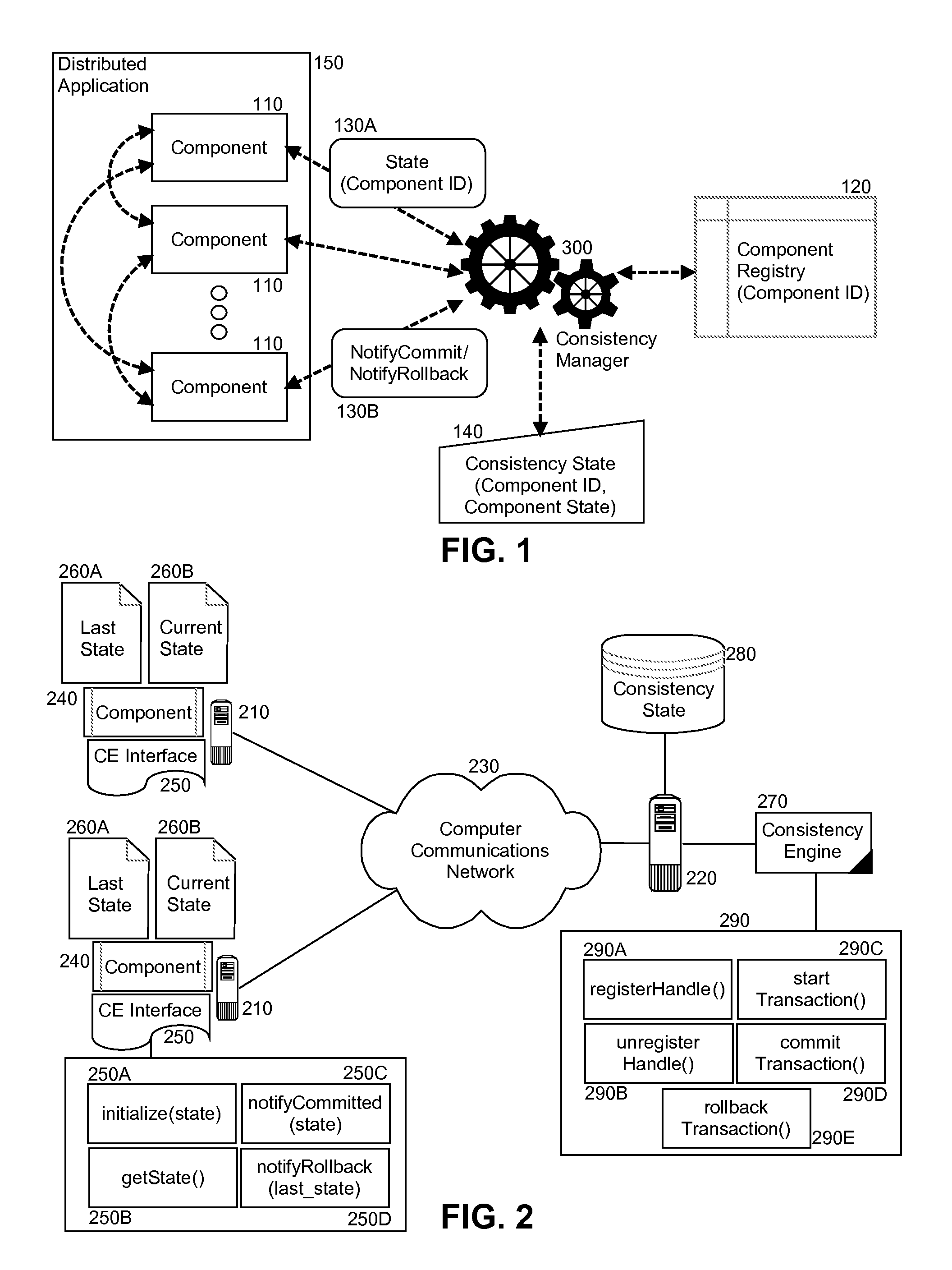 Managing data consistency between loosely coupled components in a distributed computing system