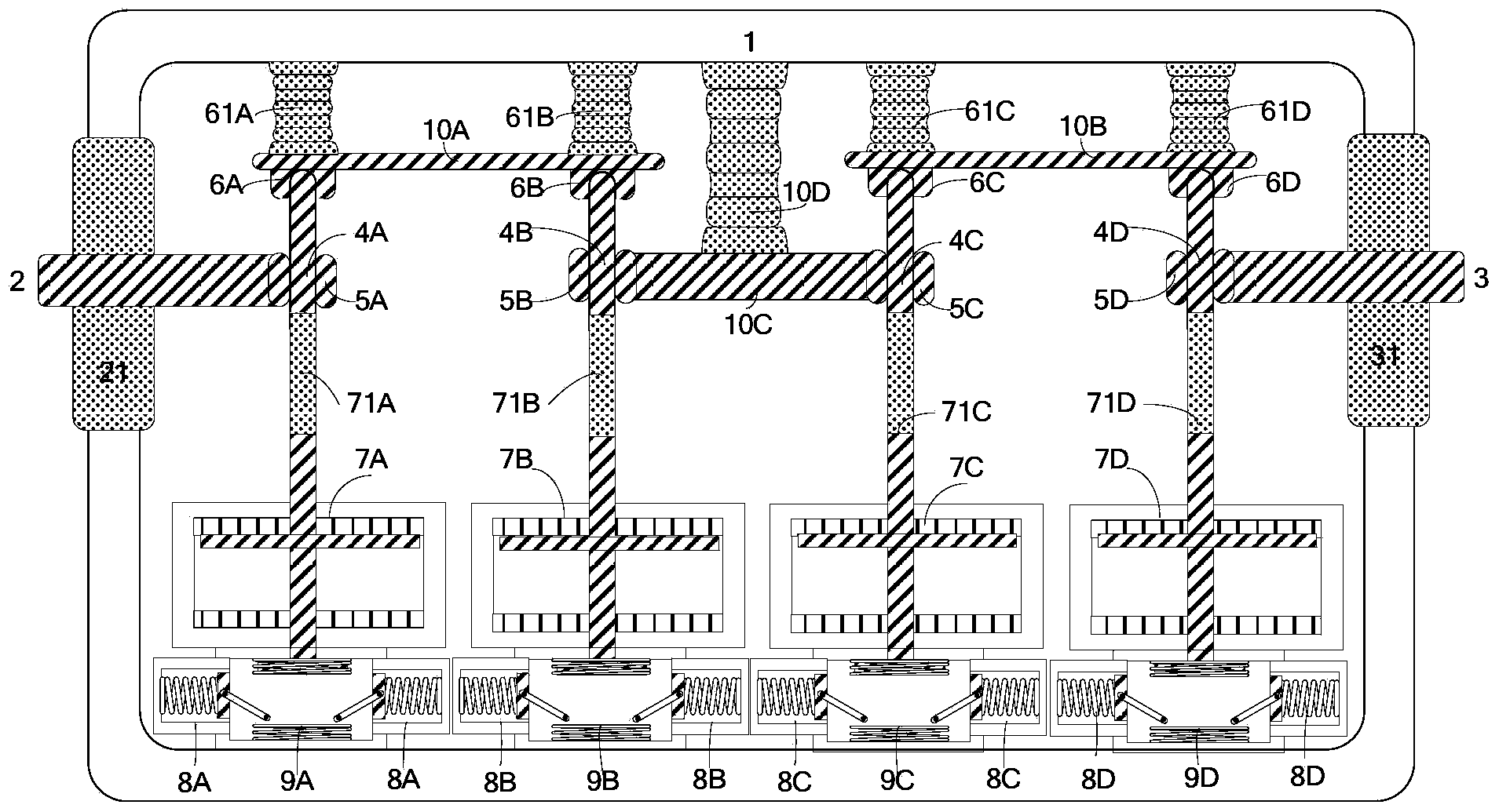 High-voltage and direct-current quick disconnecting switch