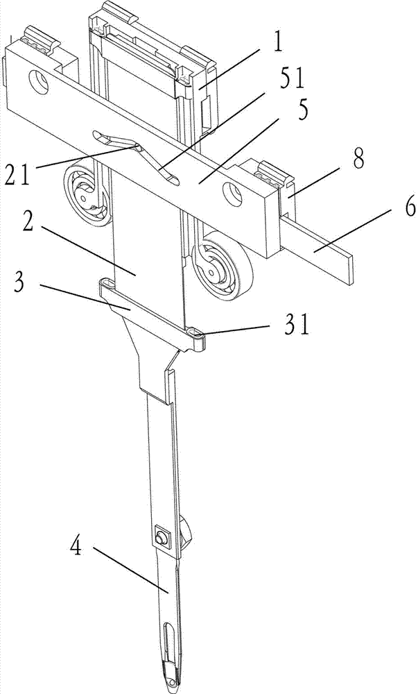 Yarn nozzle lifting device in flat knitting machine