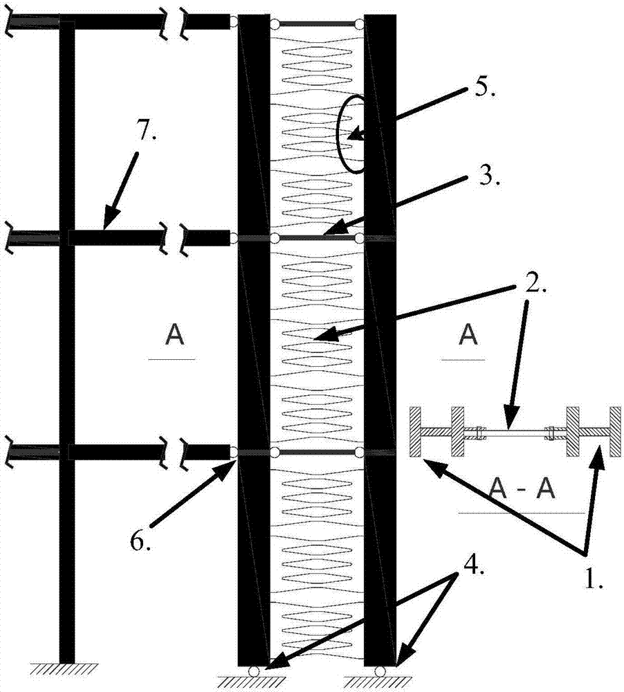 Energy-dissipating steel column system with replaceable mild steel dampers