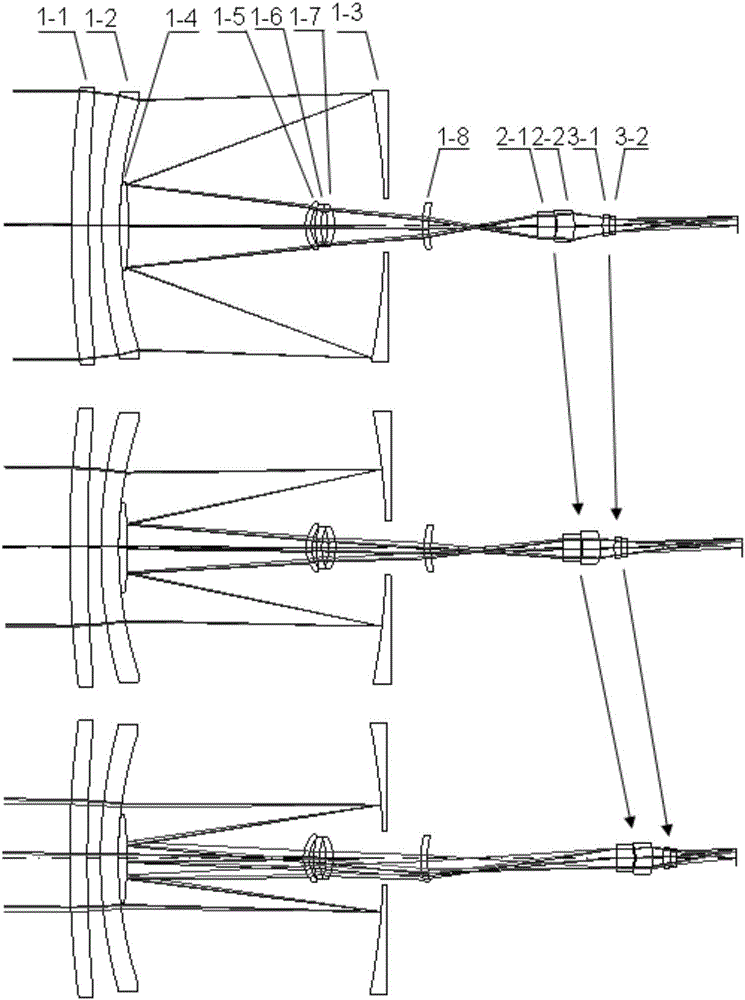 Full-spherical large-aperture catadioptric continuous-zooming optical system