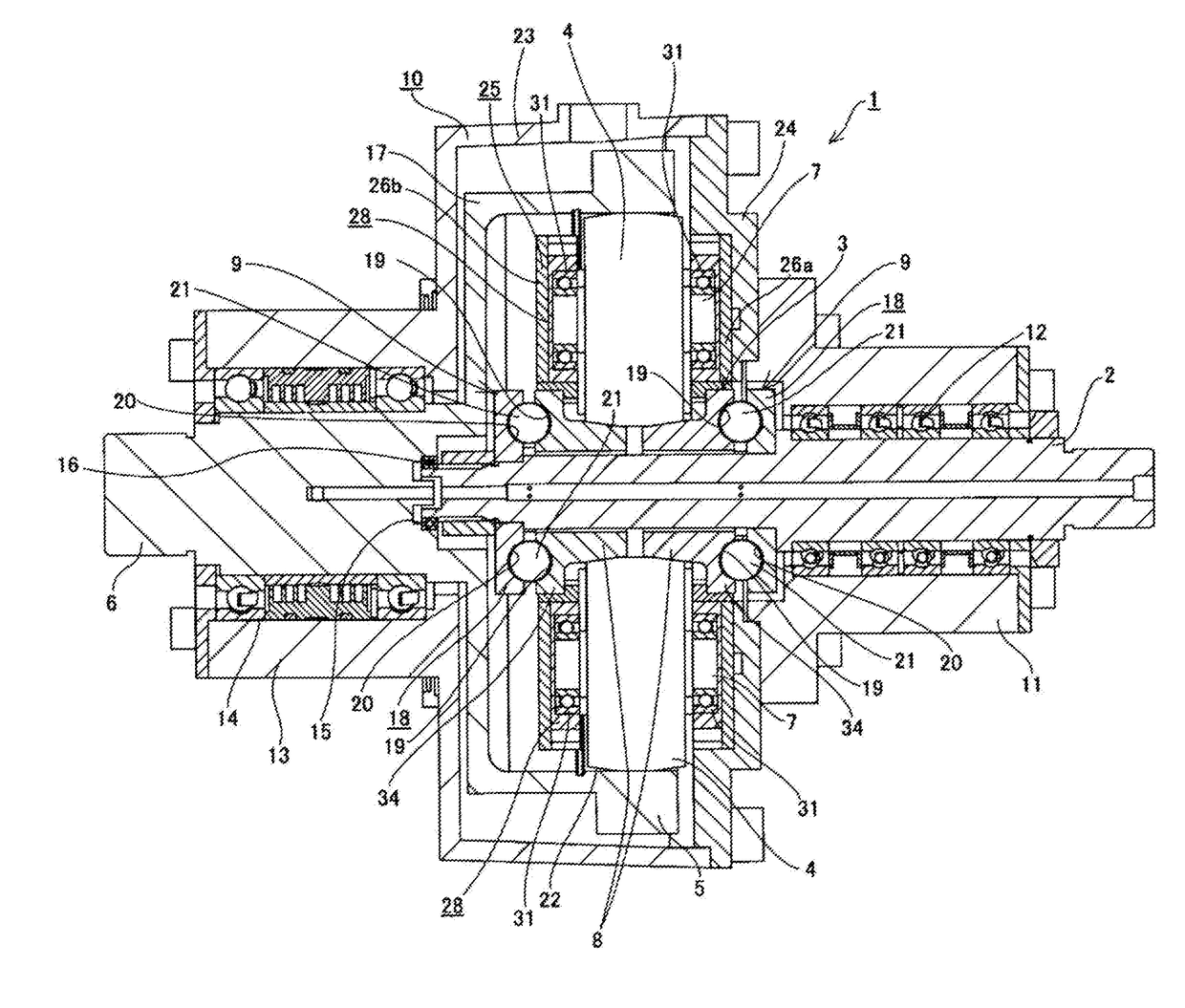 Loading cam device and friction roller-type speed reducer