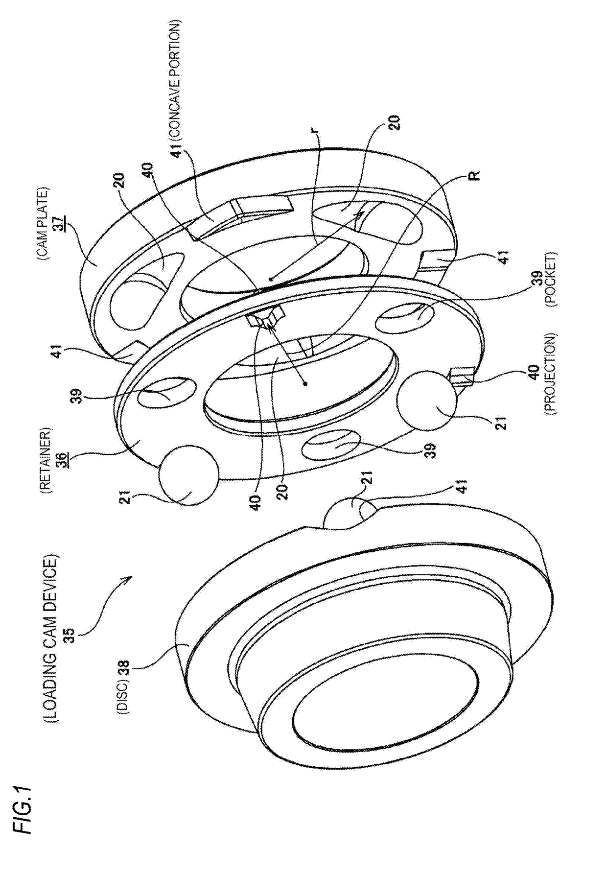 Loading cam device and friction roller-type speed reducer