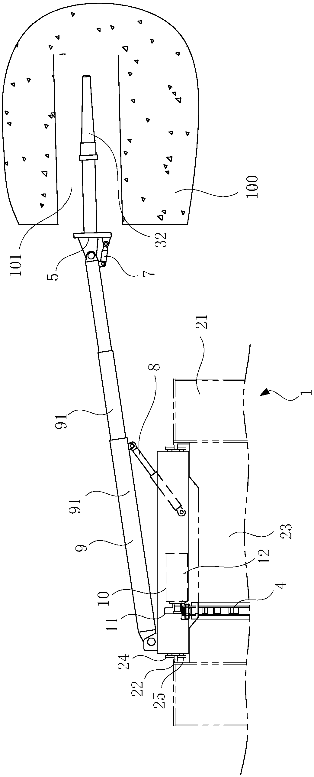 A shotcrete equipment for filling tunnel pre-cut grooves