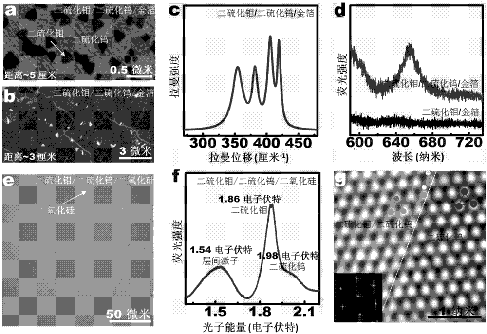 Method for preparing transition metal chalcogenide/two-dimensional layered material interlayer heterogeneous structure through two-step chemical vapor deposition method