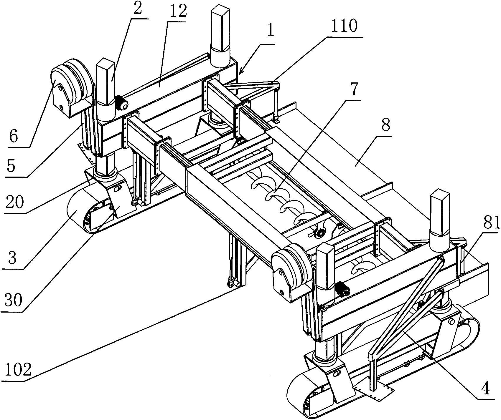 Two-crawler material paving machine