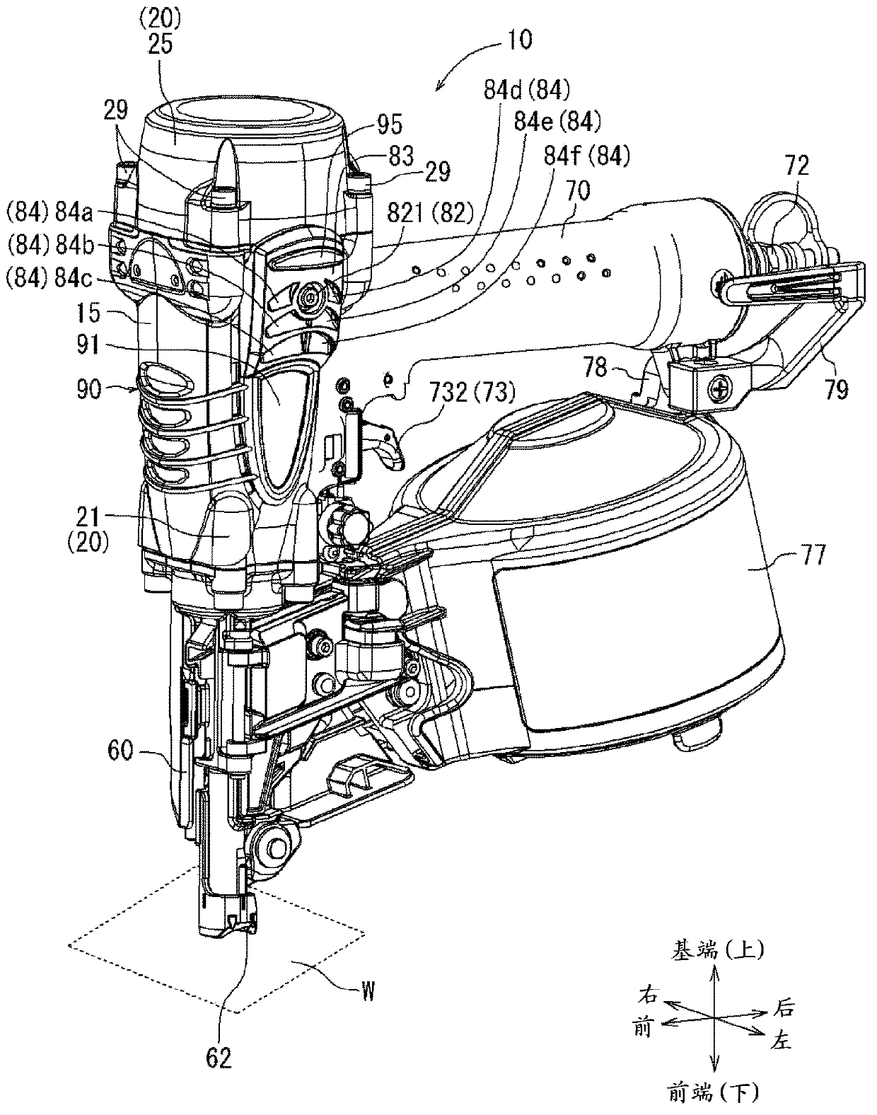 Pneumatic punching-in tool