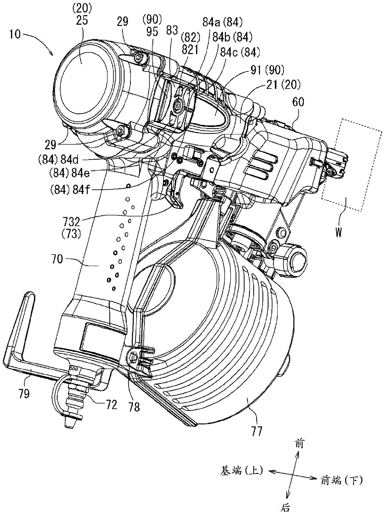 Pneumatic punching-in tool