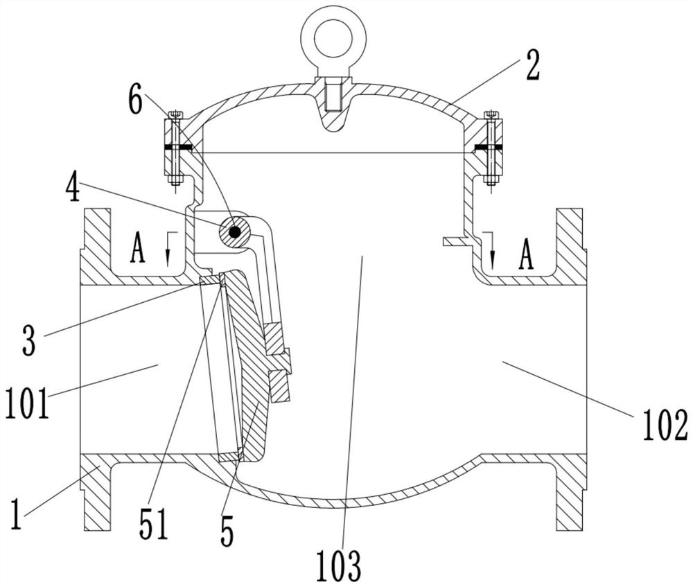 A swing check valve