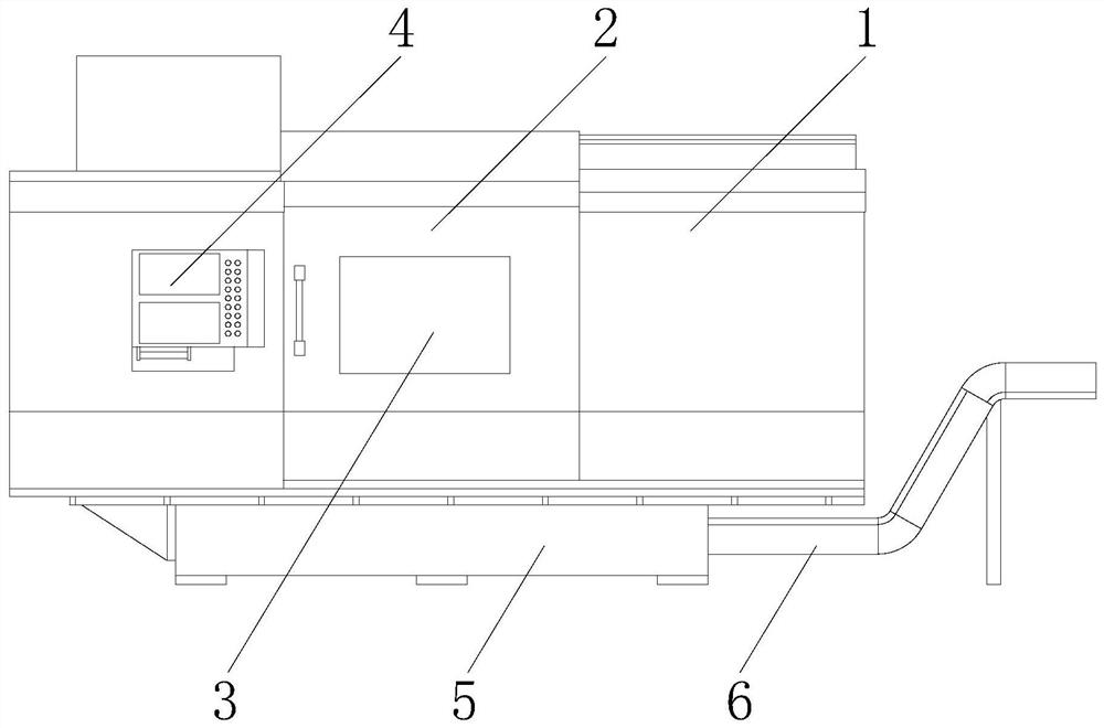 A dual-spindle core-moving CNC lathe