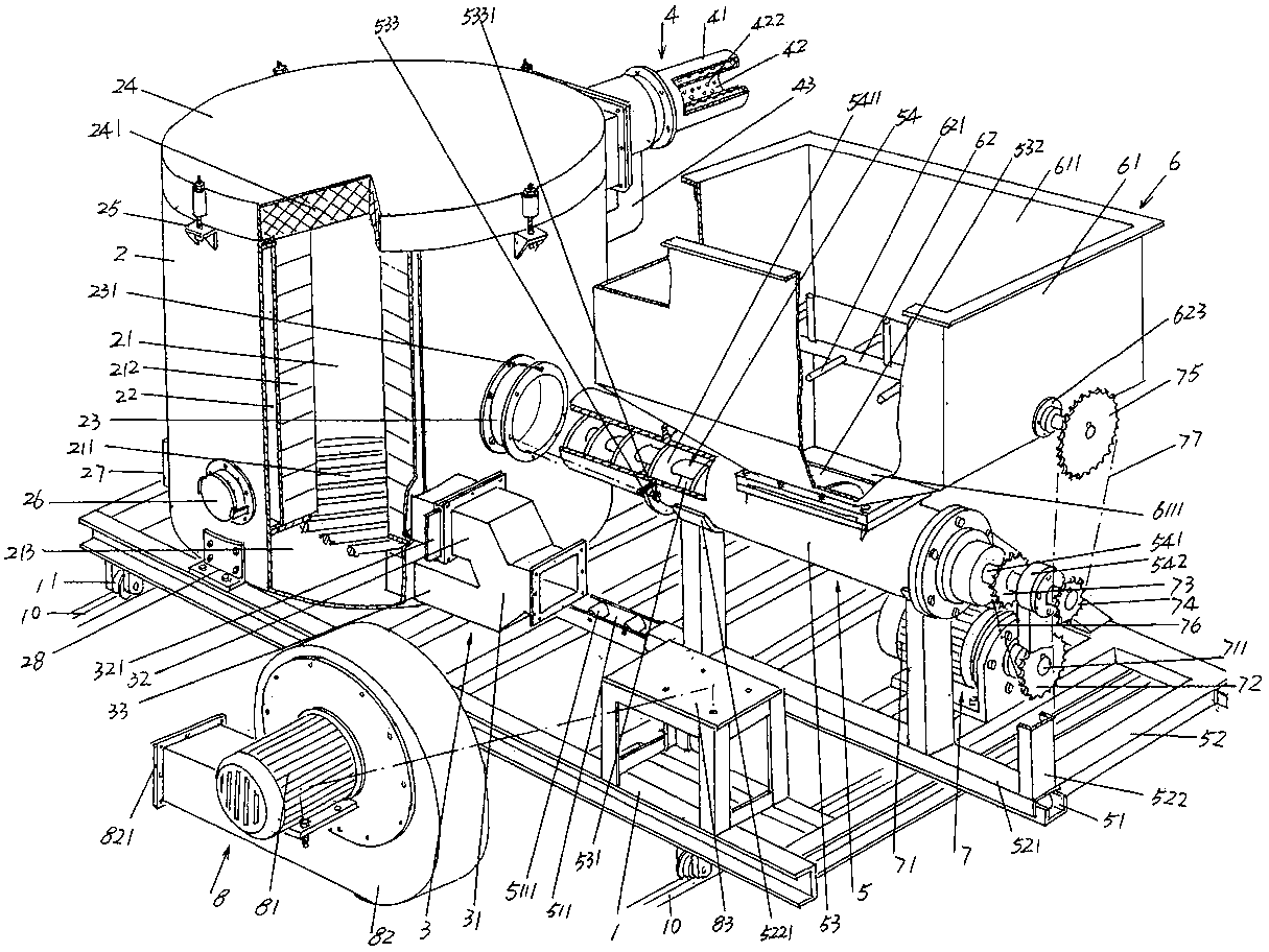 Biomass sawdust fuel burning furnace