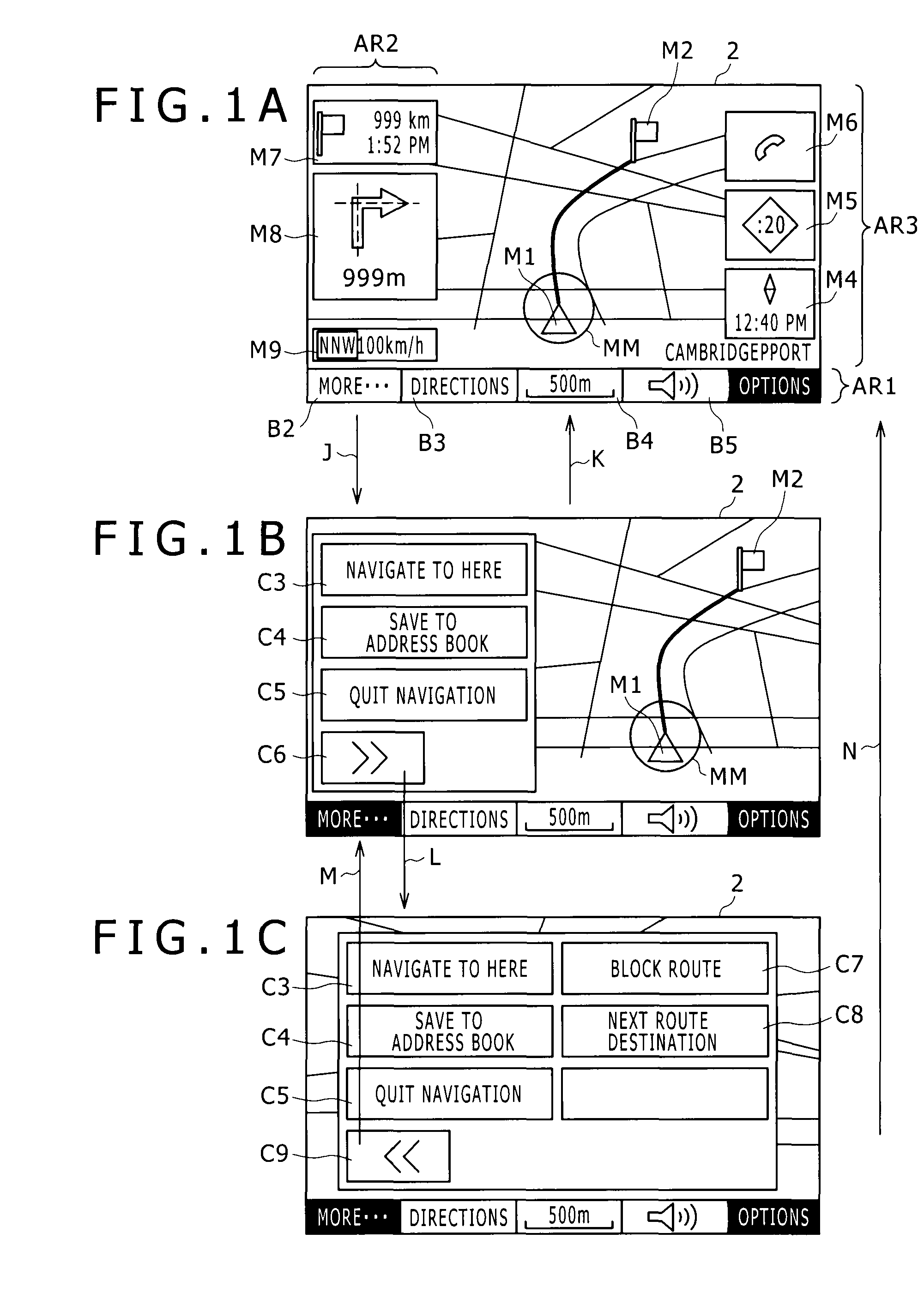 Navigation apparatus and navigation apparatus display method