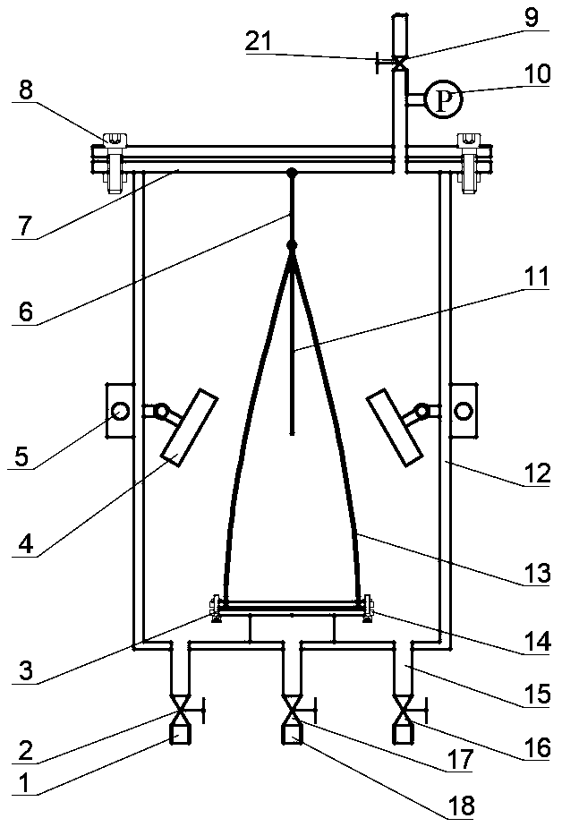 A safety and reliability test device and method for a flexible air chamber jig airbag