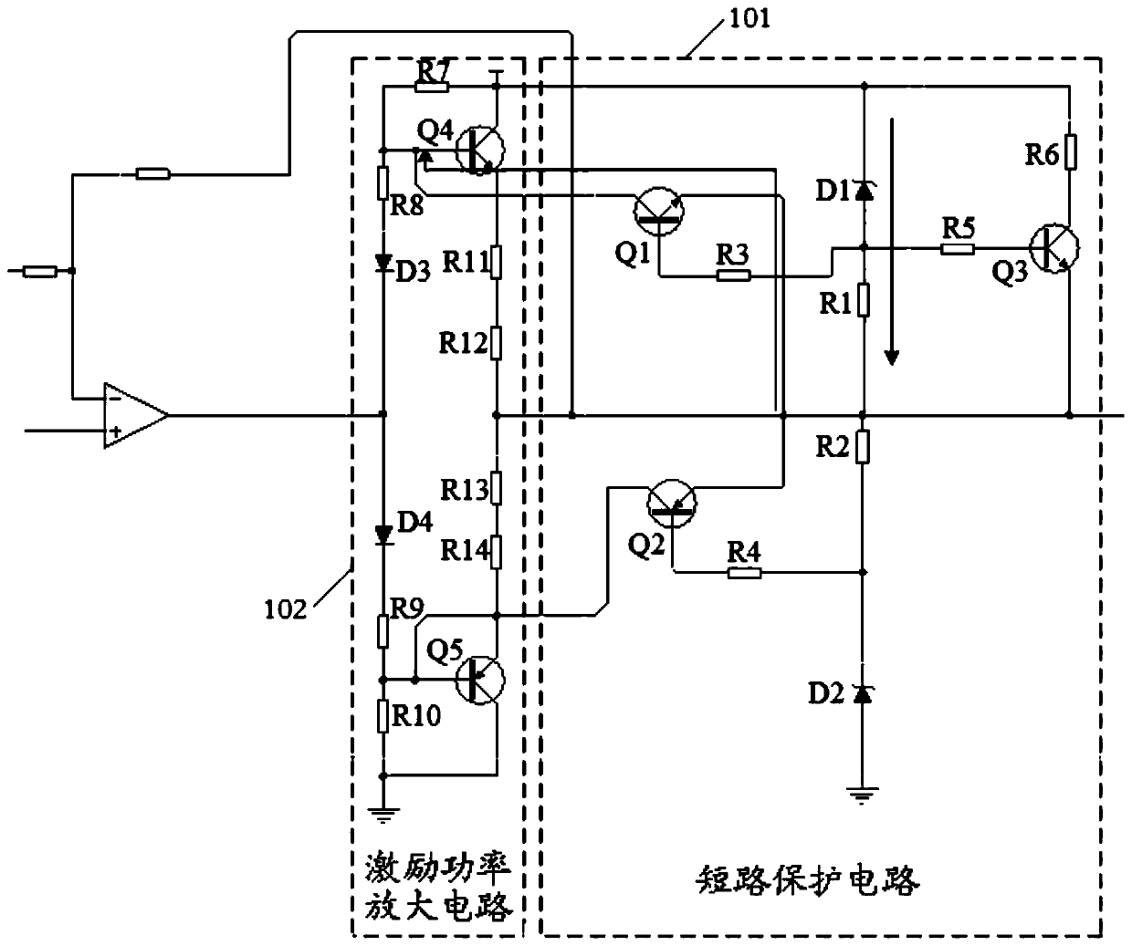 A resolver excitation system and its short-circuit protection circuit and method