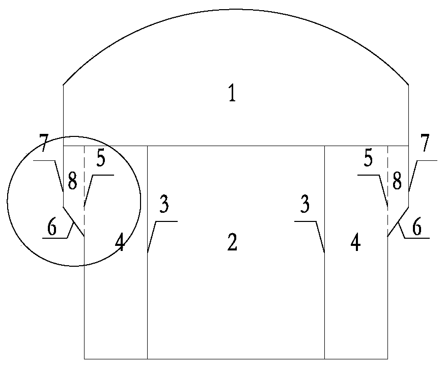 Narrow rock wall crane beam excavation method