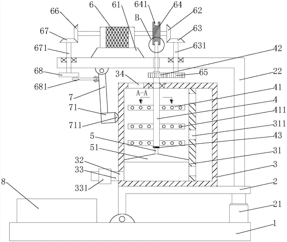 Efficient concrete mixing device easy to unload materials