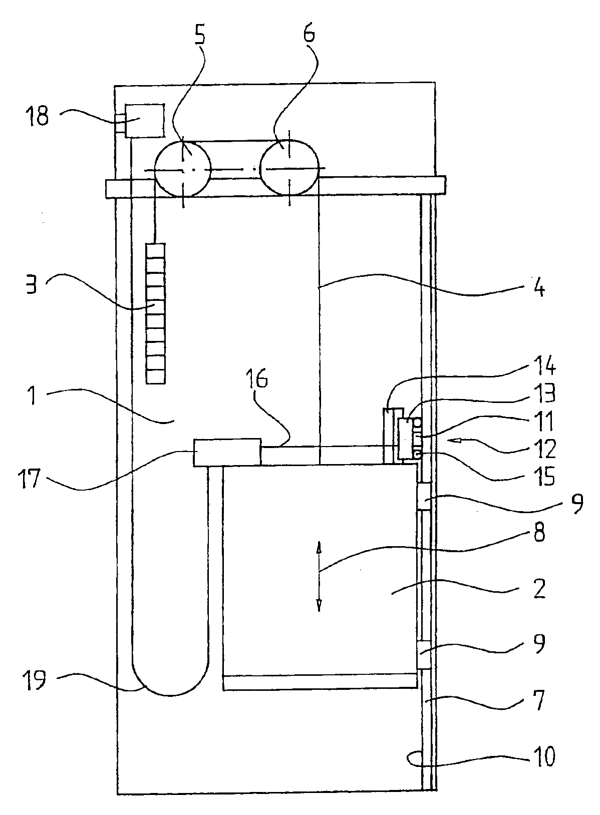 Elevator installation with a measuring system for determining absolute car position