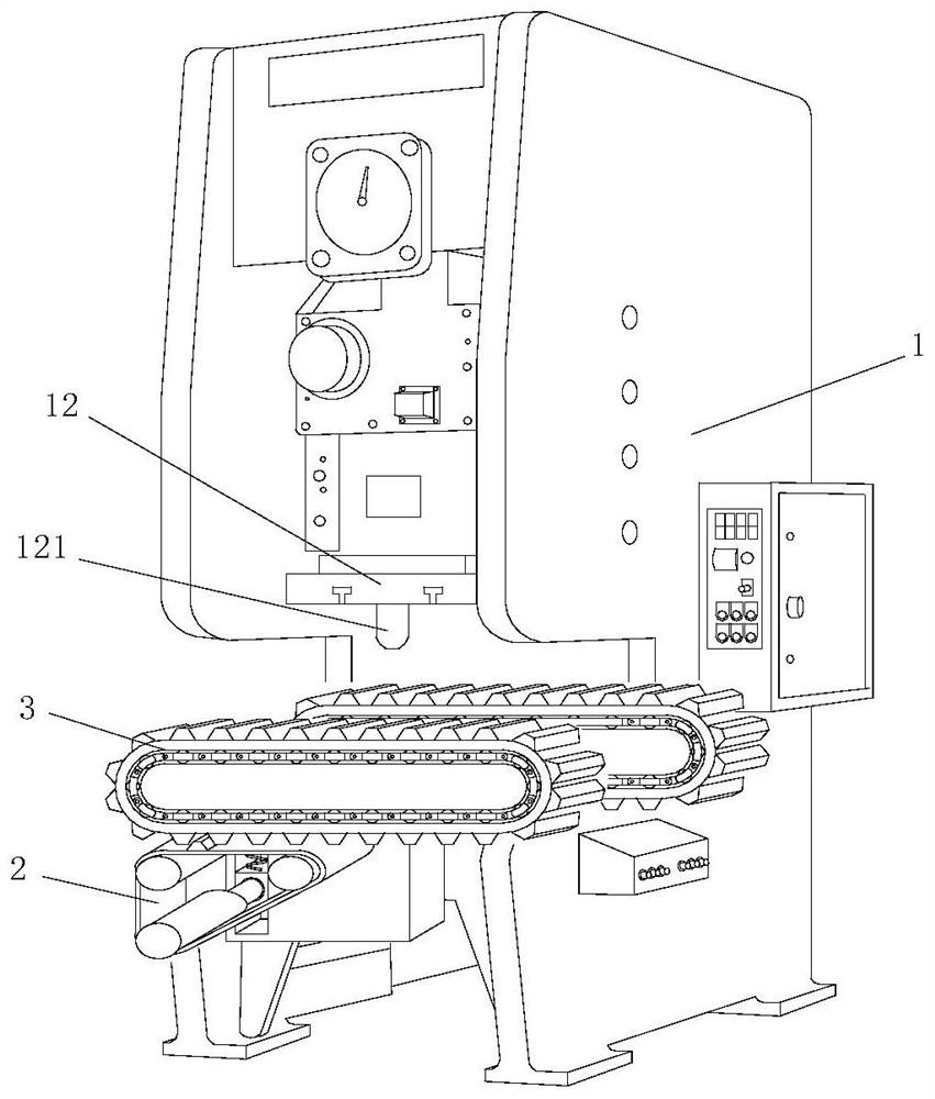 Punch press table body with protection device and automatic feeding function