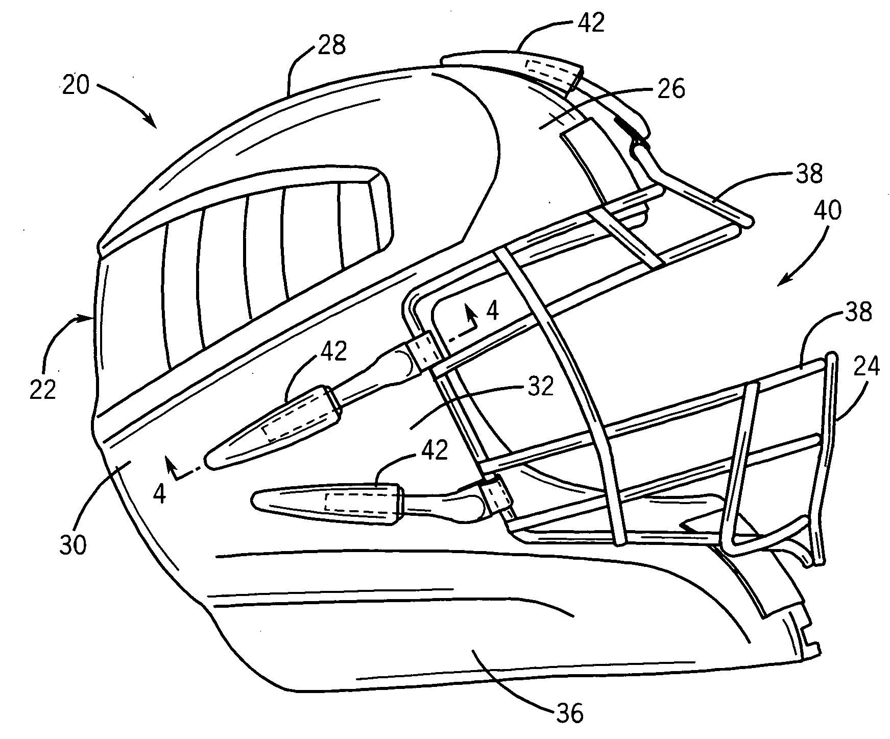 Shock-absorbing facemask attachment assembly