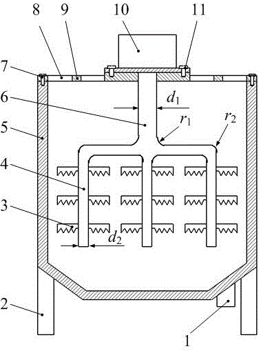 A kind of multi-tube airflow impact kinetic energy pulping equipment with triangular zigzag pulping knife