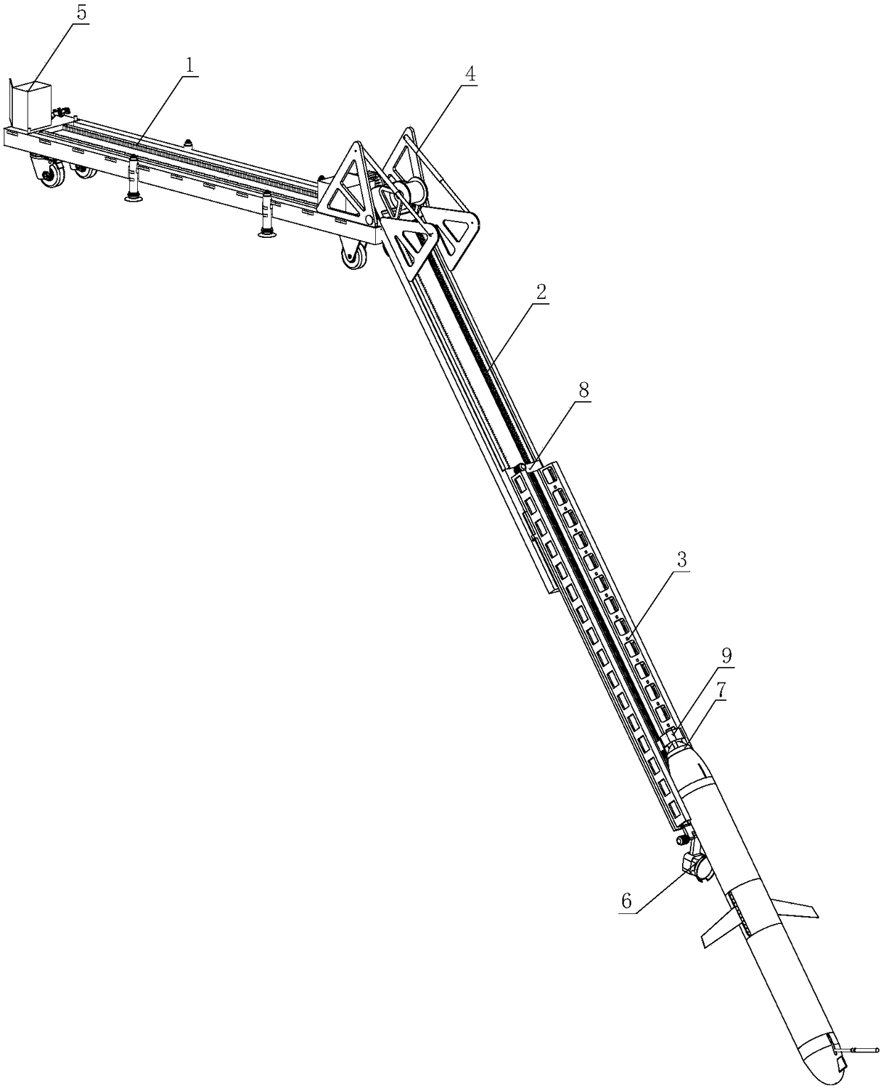 A ship-based underwater glider deployment and recovery system and corresponding deployment and recovery methods