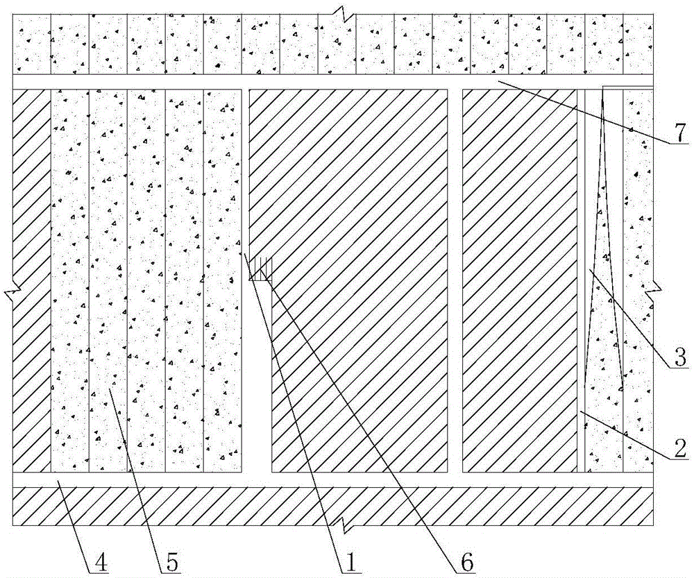 Separation-wall-free initiative top filling wall type filling mining method