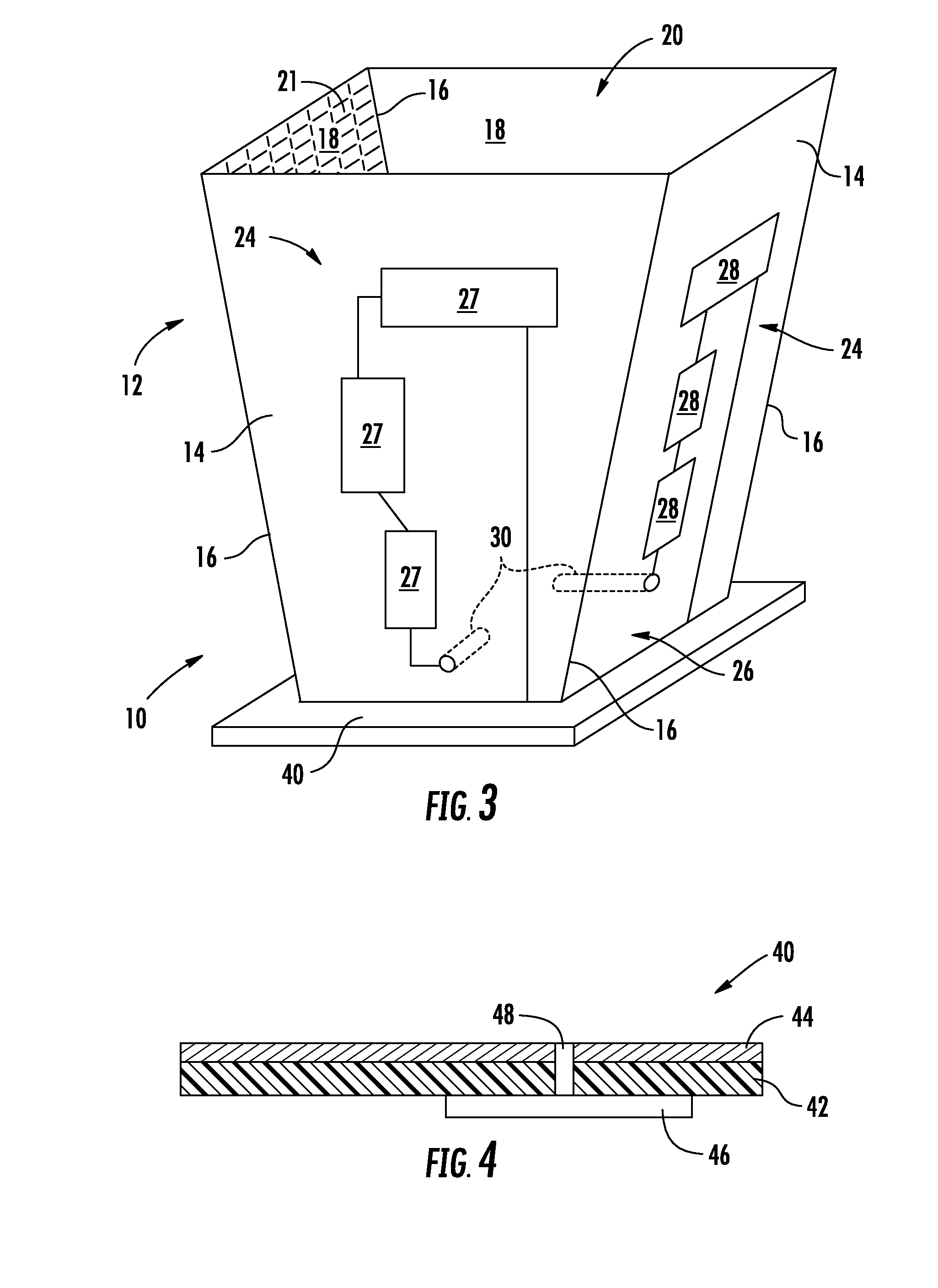 Horn antenna including integrated electronics and associated method