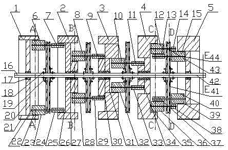 Coaxial and co-cylindrical multistage positive and negative rotation transmission method and transmission utilizing same