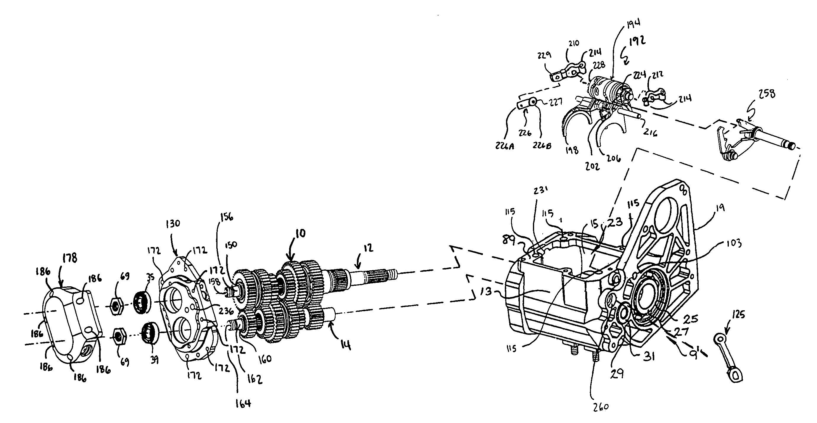 Six speed motorcycle transmission