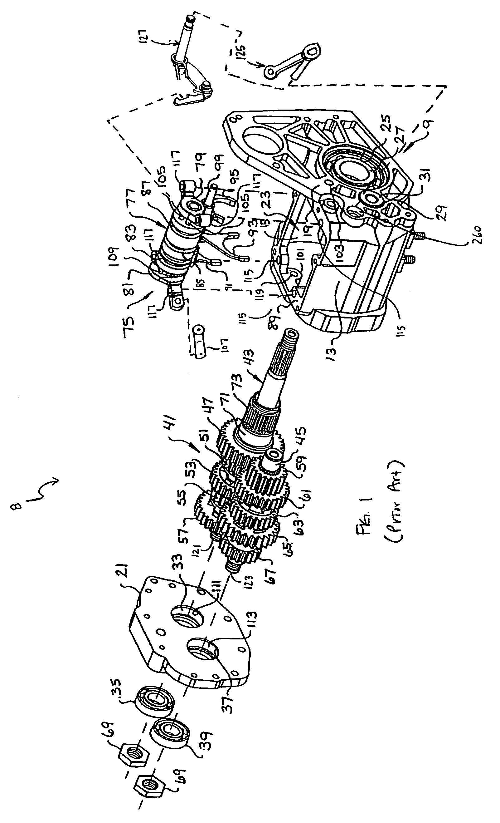 Six speed motorcycle transmission