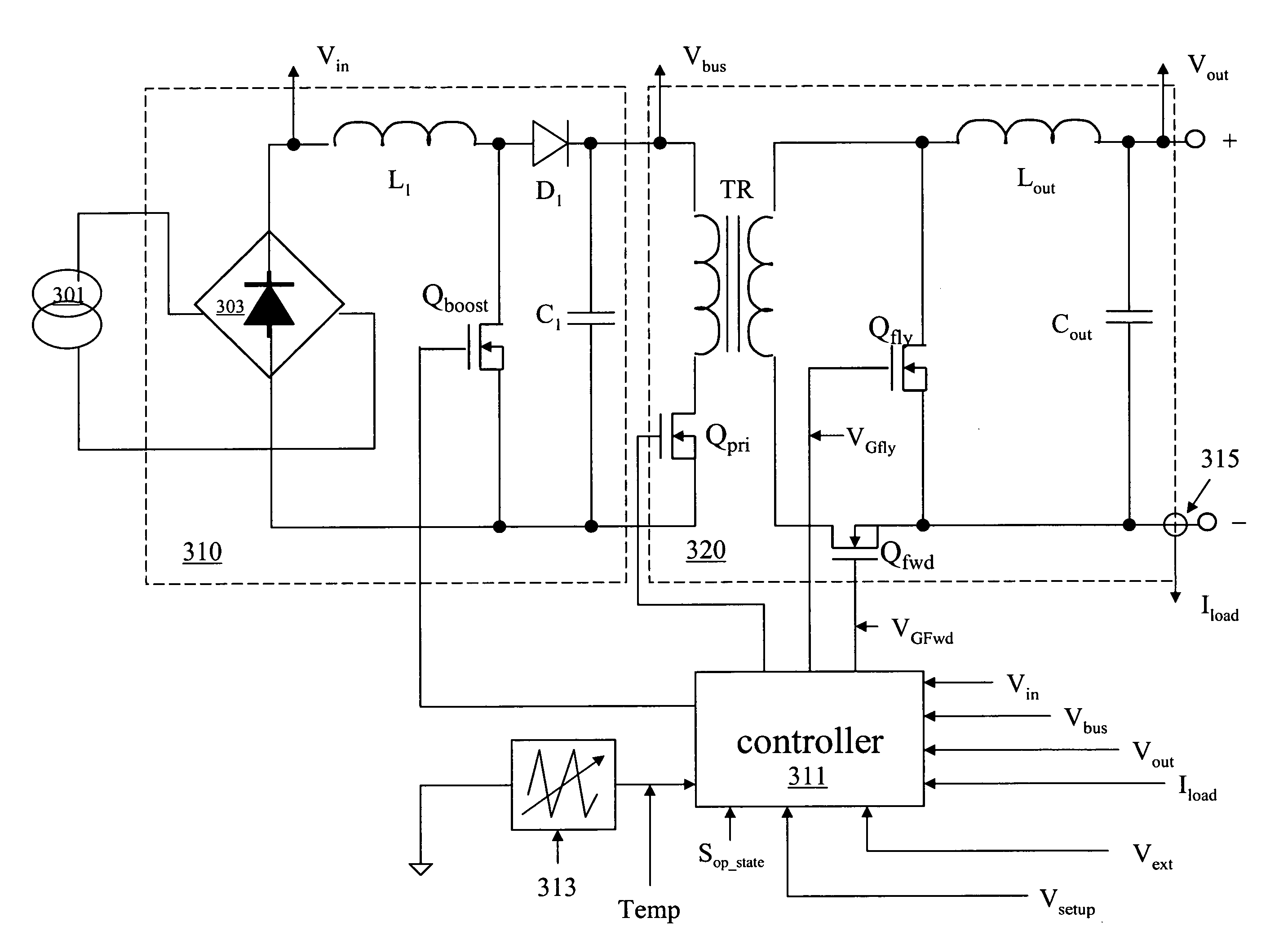 Power system with power converters having an adaptive controller