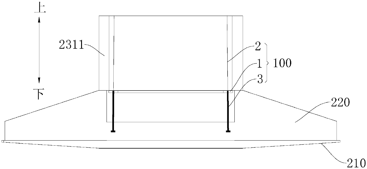 Prestressed anchoring conversion structure for tower drum construction and anchoring method thereof