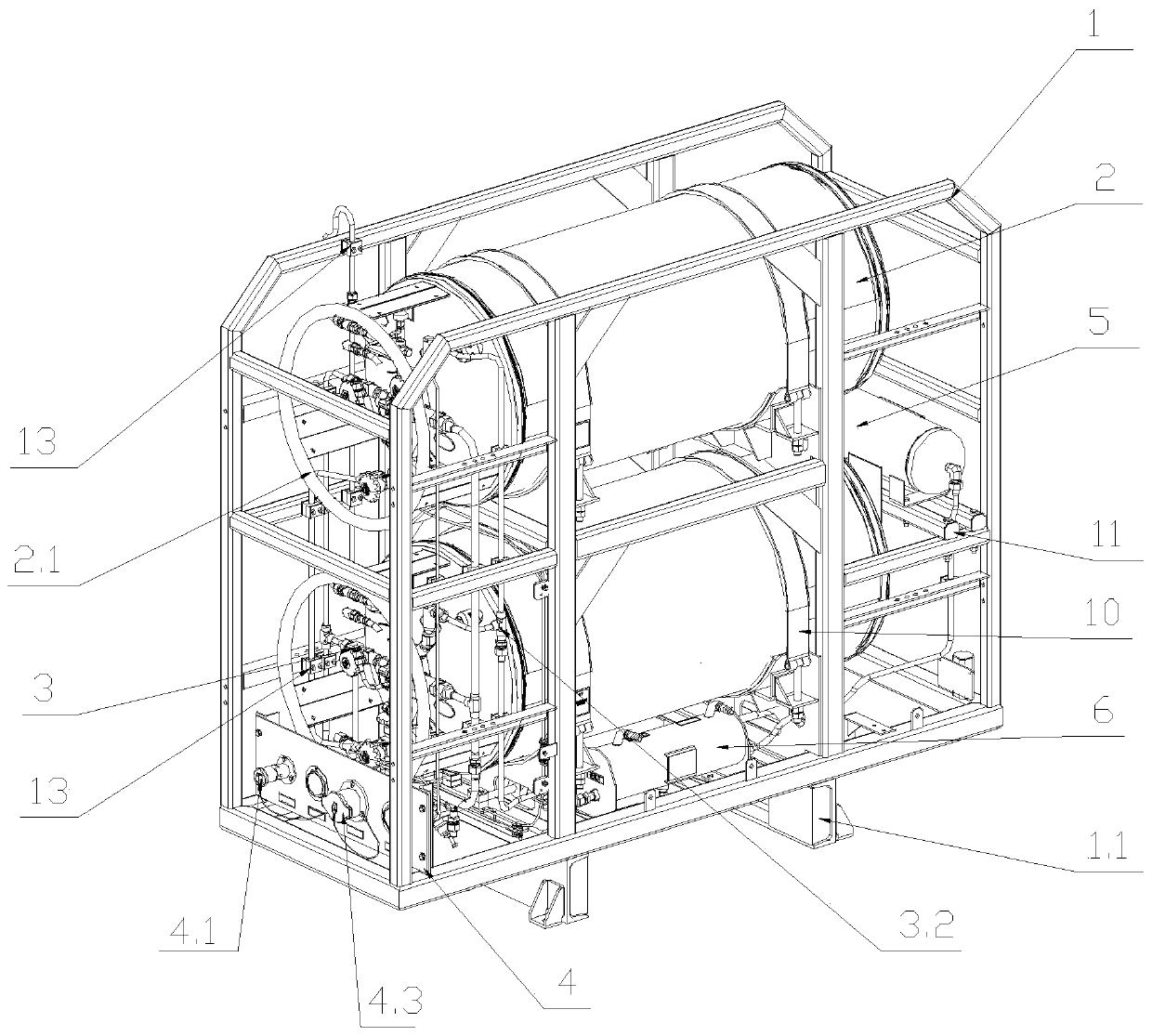 Double-stacking type LNG gas supply device