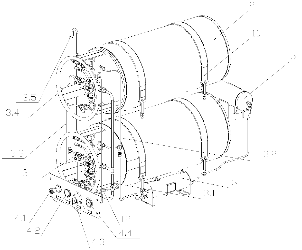 Double-stacking type LNG gas supply device