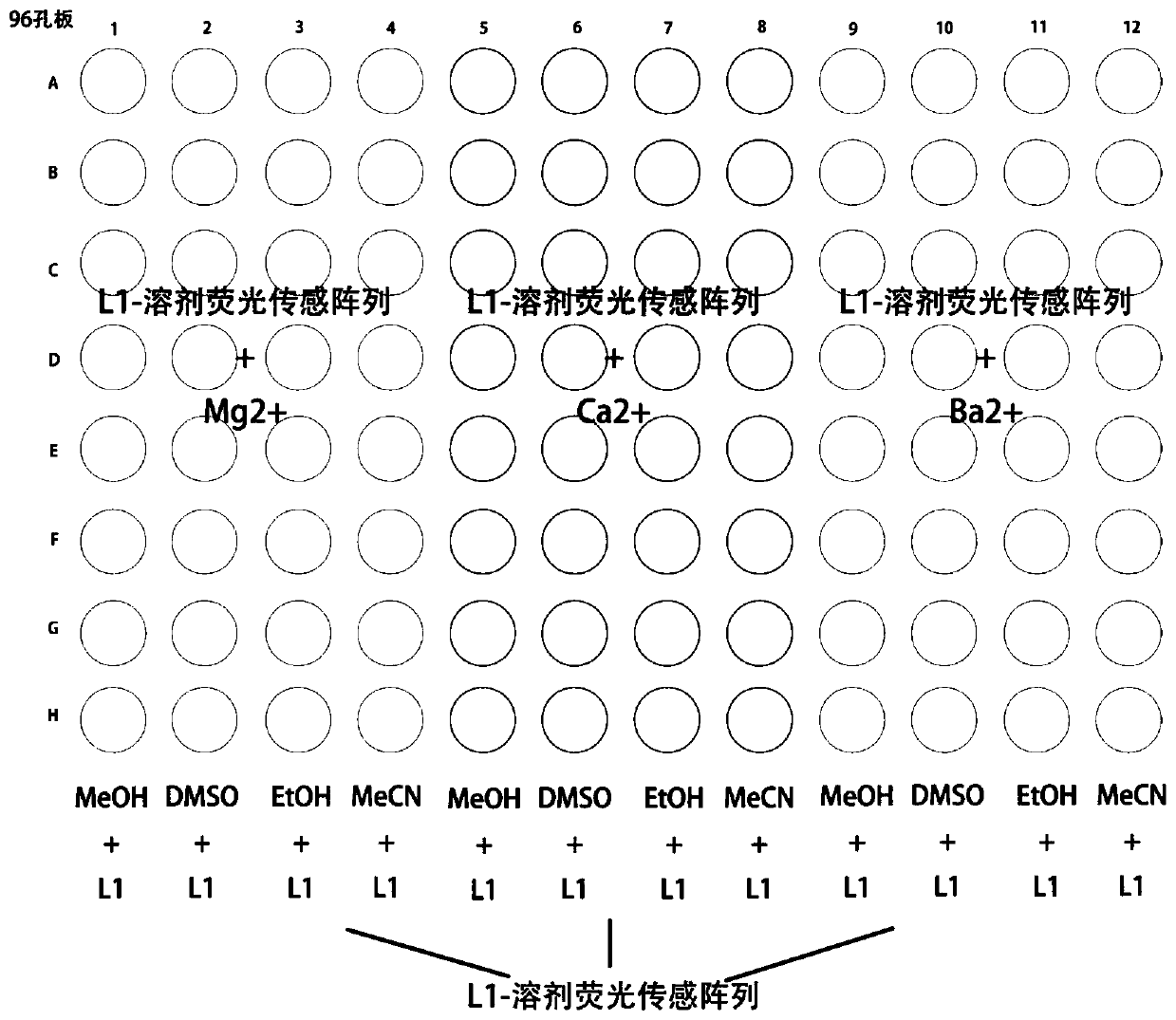 Coumarin fluorescence array sensor, and preparation method and application thereof